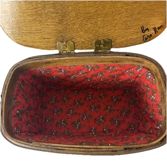 Vintage Caro Nan Main Street Basket Purse Lined Signed Hand Painted Cottagecore - Picture 4 of 12
